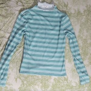 Aqua/green Striped Long Sleeve Shirt